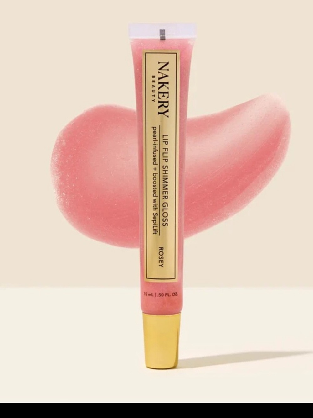 Nakery Beauty Lip Flip Shimmer Gloss Full Size - Rosey